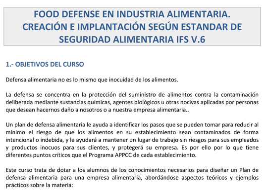 Curso fooddefense